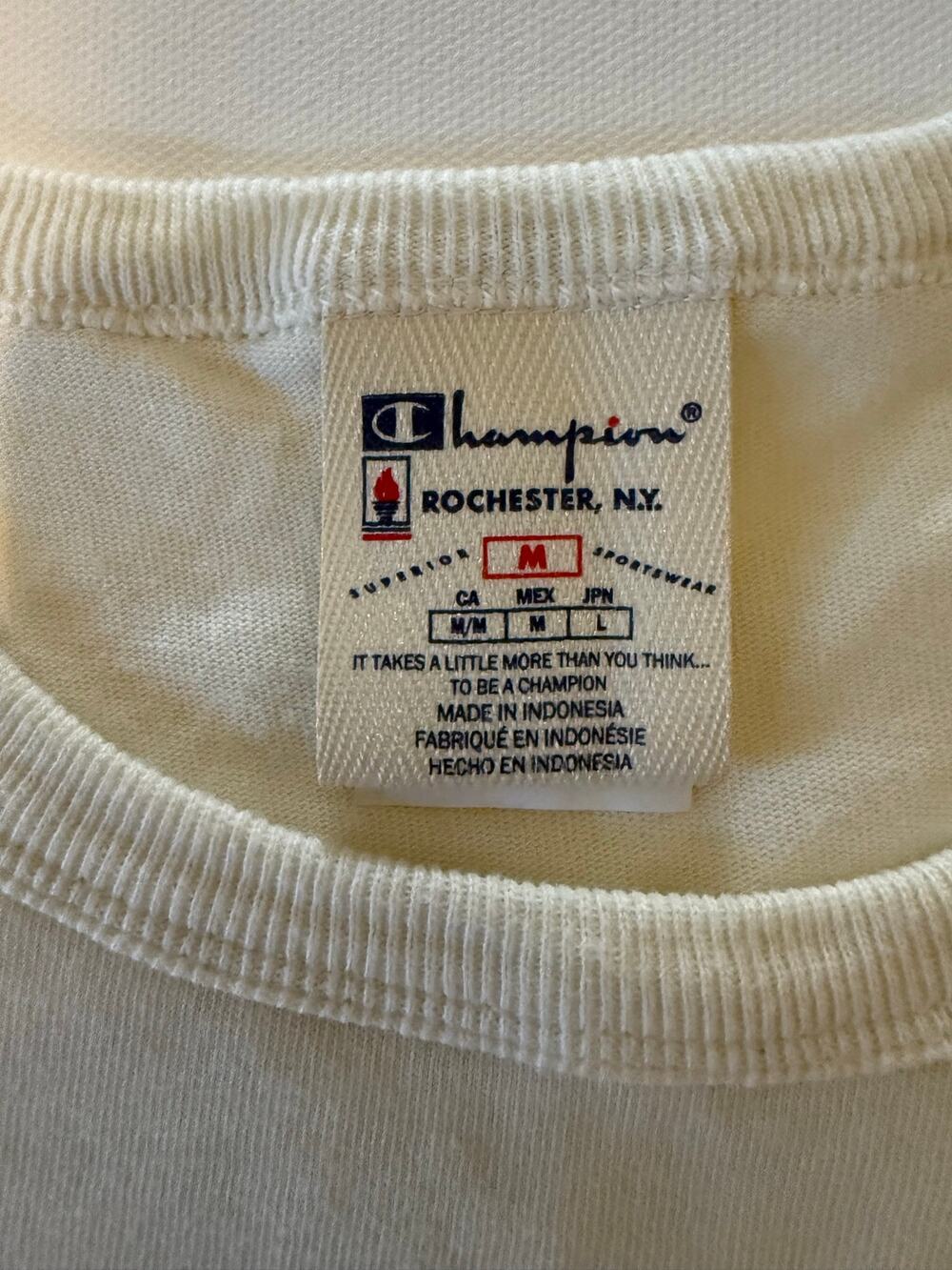 Champion Rochester What Moves You T Shirt Mens M Cream Heritage Graphic Tee
